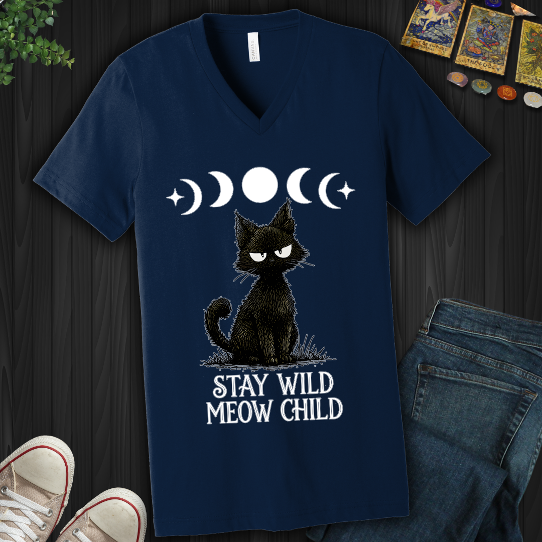 Stay Wild Meow Child V-Neck Tee