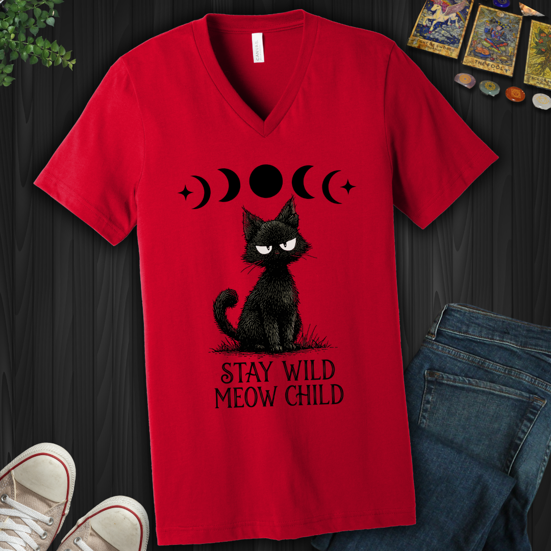 Stay Wild Meow Child V-Neck Tee