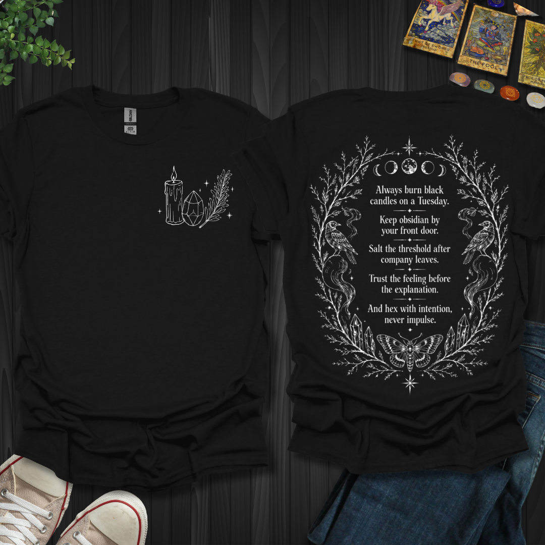 Black Candle Spell Front and Back T-Shirt