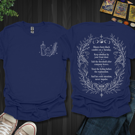 Black Candle Spell Front and Back T-Shirt