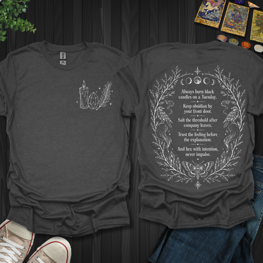 Black Candle Spell Front and Back T-Shirt