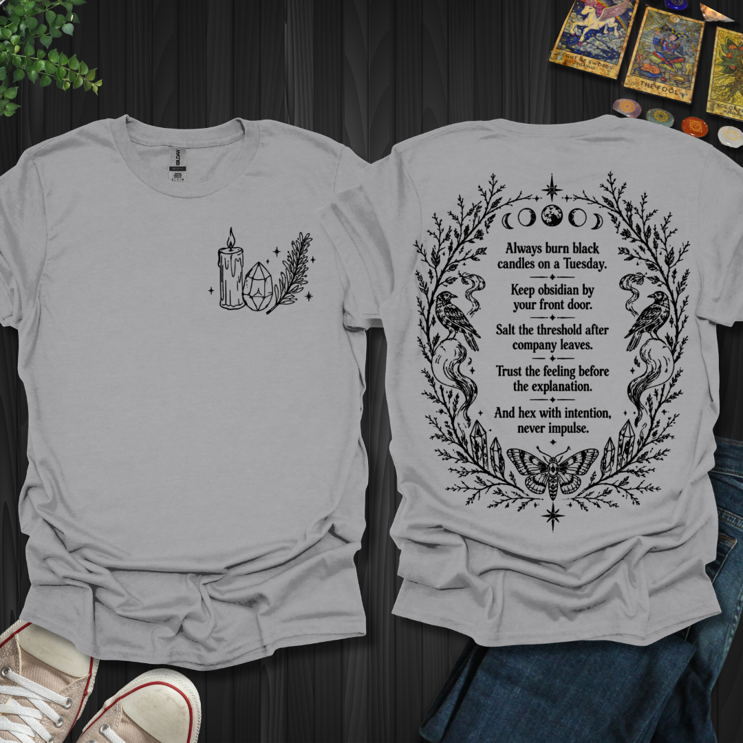 Black Candle Spell Front and Back T-Shirt