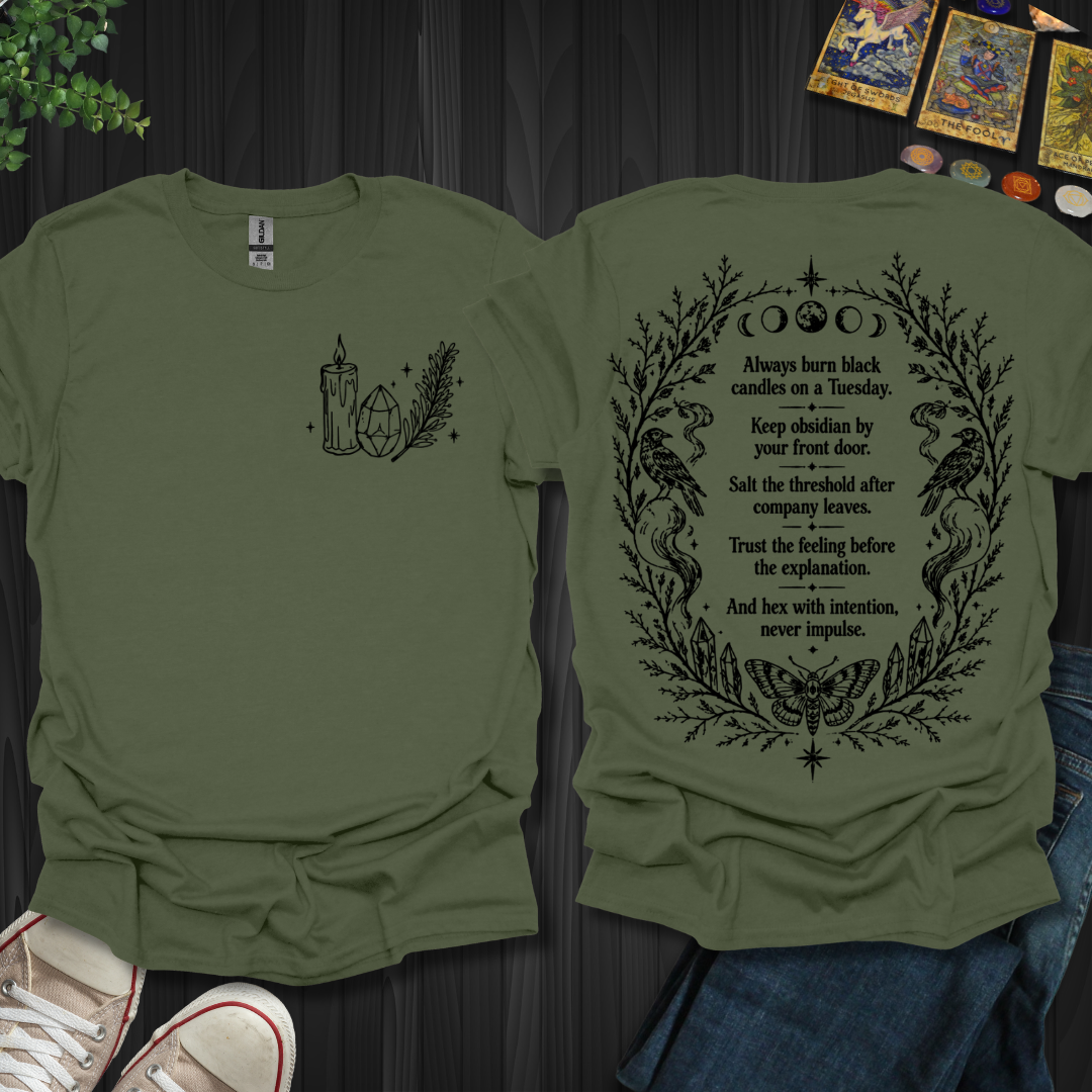 Black Candle Spell Front and Back T-Shirt