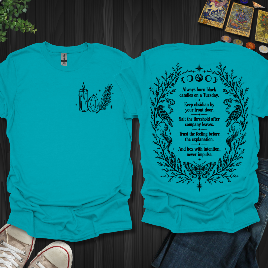 Black Candle Spell Front and Back T-Shirt