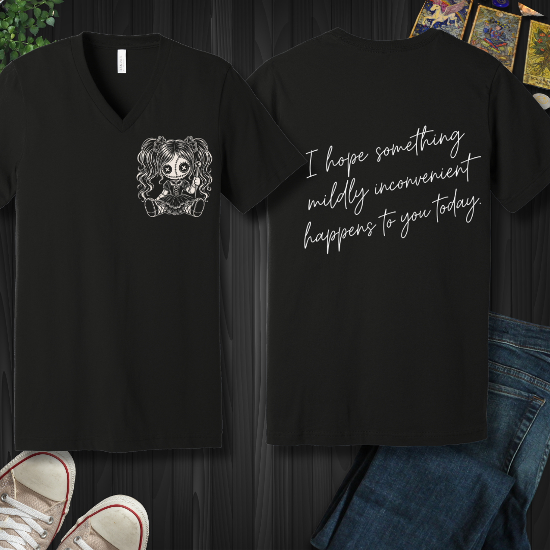 Something Mildly Inconvenient (front and back) V-Neck Tee