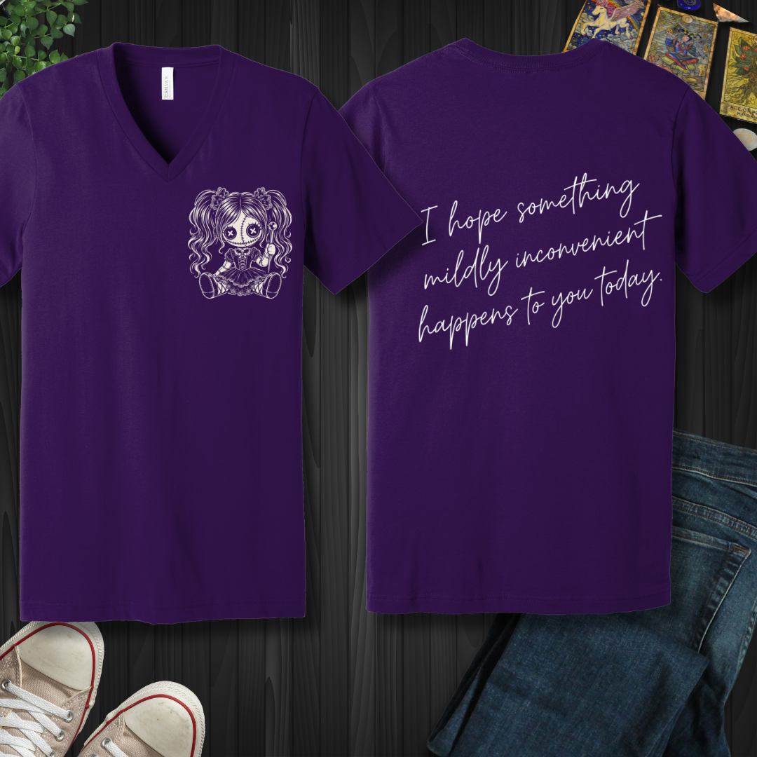 Something Mildly Inconvenient (front and back) V-Neck Tee