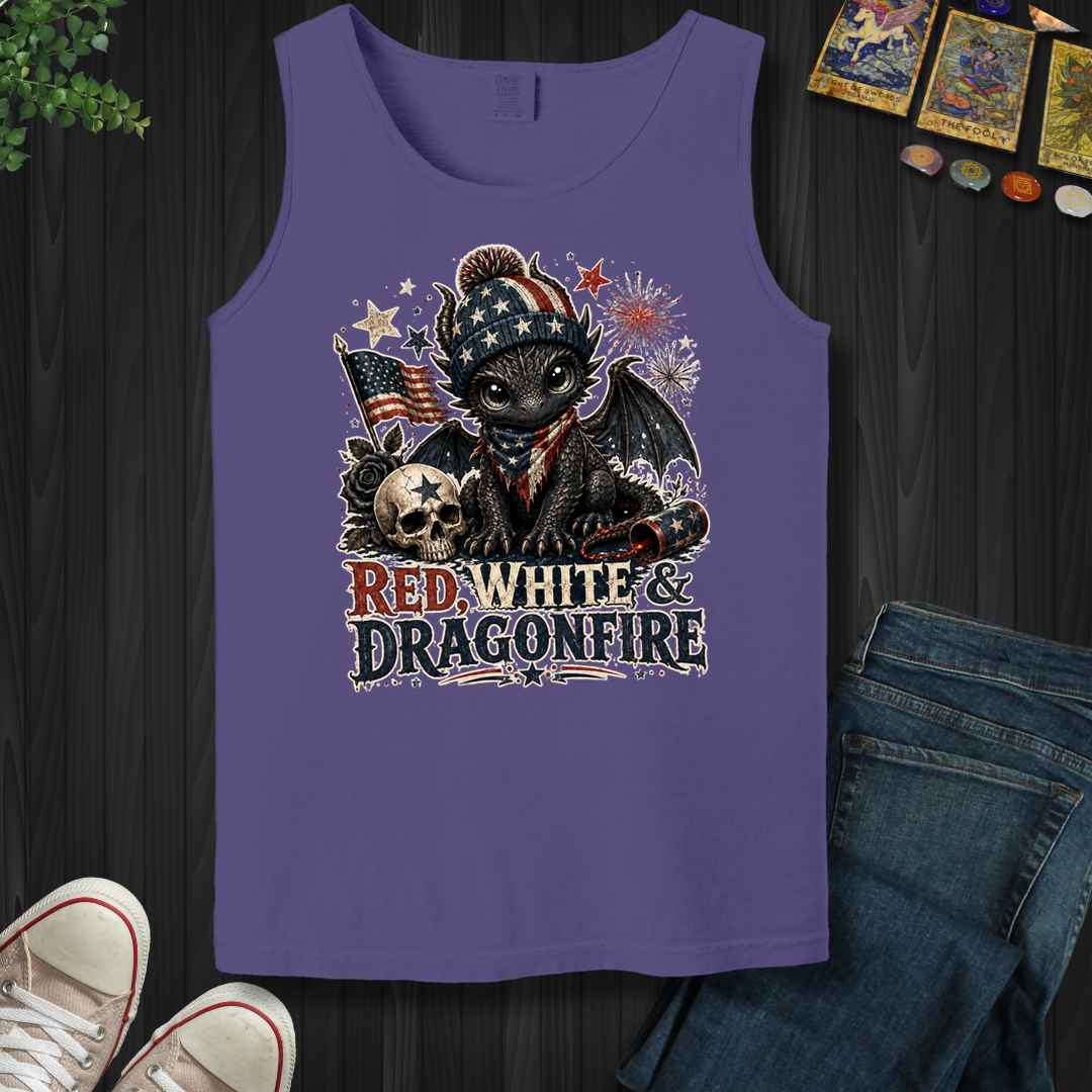 Red,White And Dragonfire- Tank Top