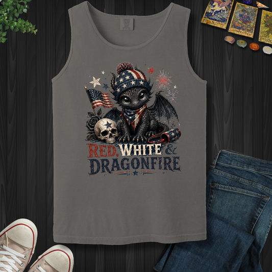 Red,White And Dragonfire- Tank Top