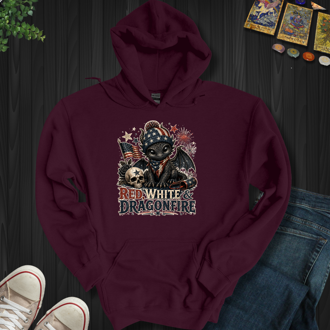 Red,White And Dragonfire- Hooded Sweatshirt