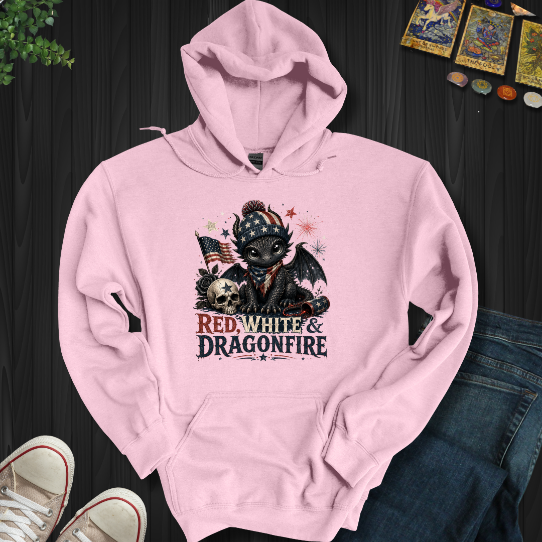 Red,White And Dragonfire- Hooded Sweatshirt
