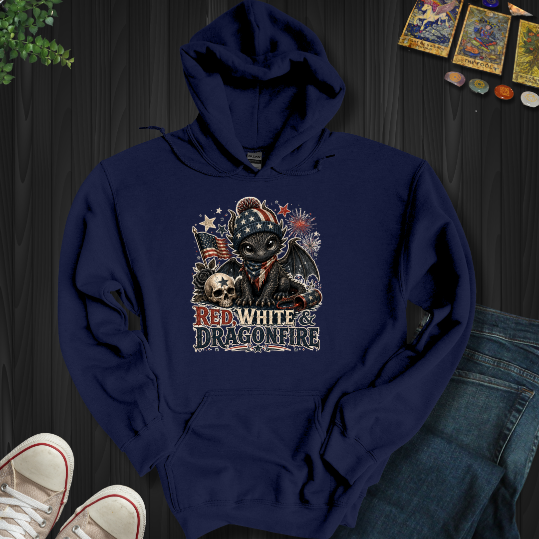 Red,White And Dragonfire- Hooded Sweatshirt