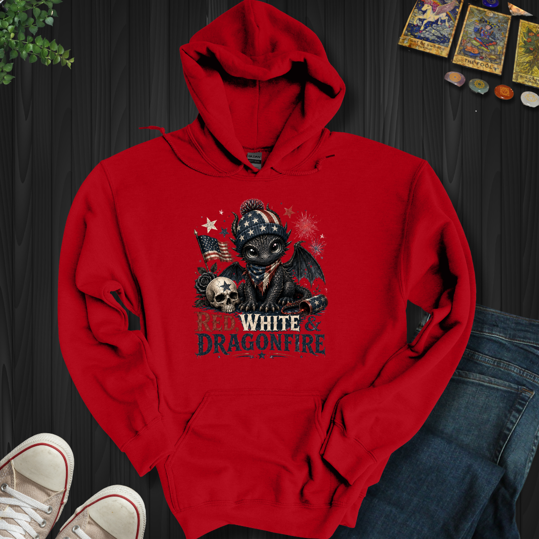 Red,White And Dragonfire- Hooded Sweatshirt