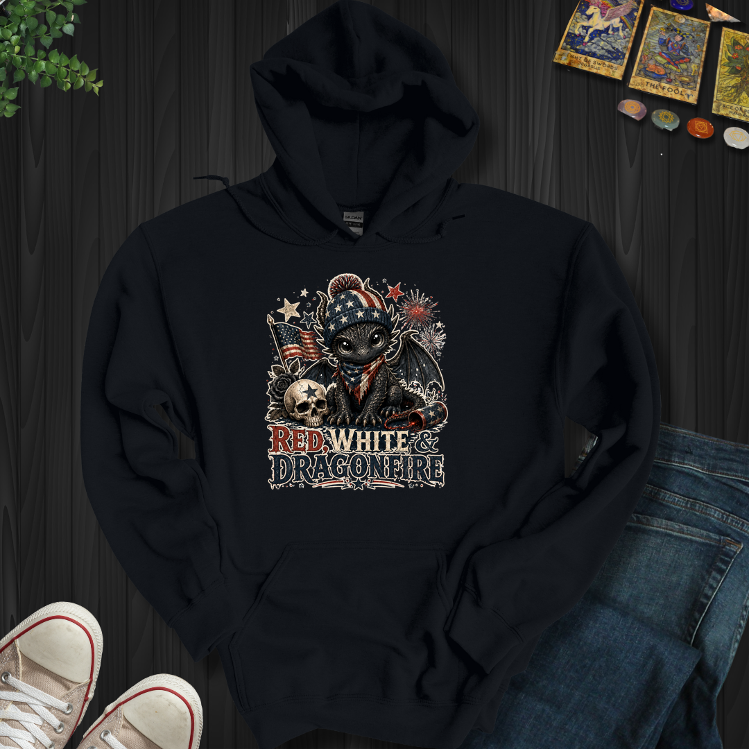 Red,White And Dragonfire- Hooded Sweatshirt
