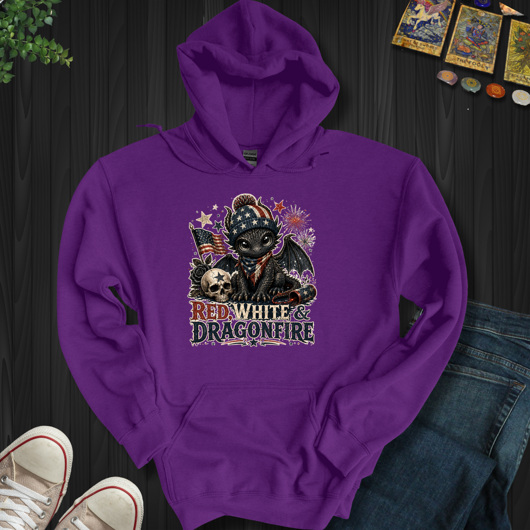 Red,White And Dragonfire- Hooded Sweatshirt