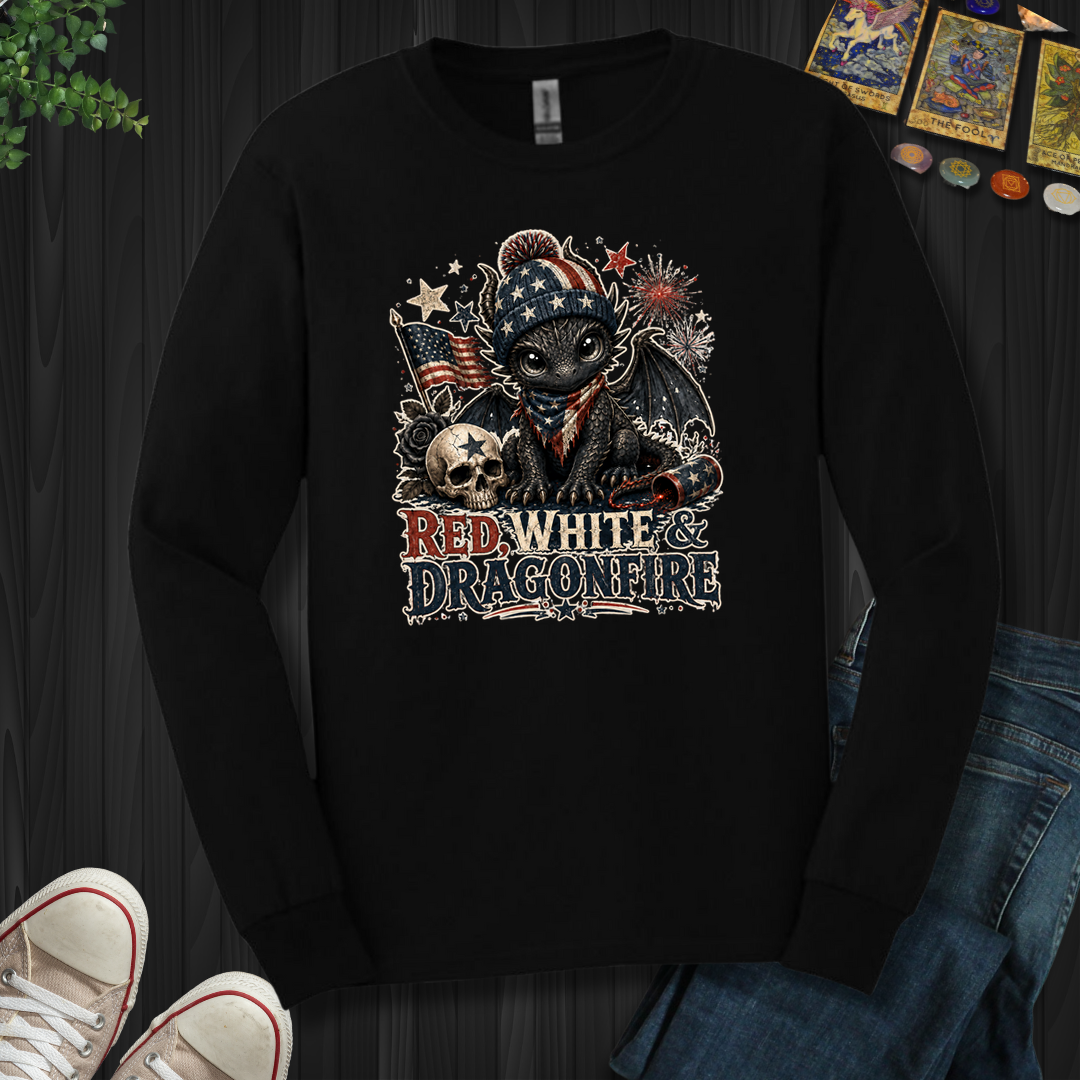 Red,White And Dragonfire- Long Sleeve