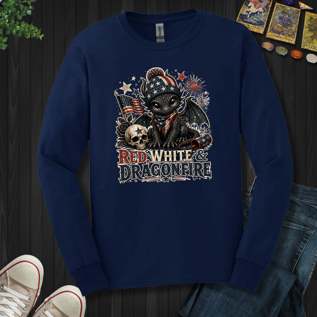 Red,White And Dragonfire- Long Sleeve