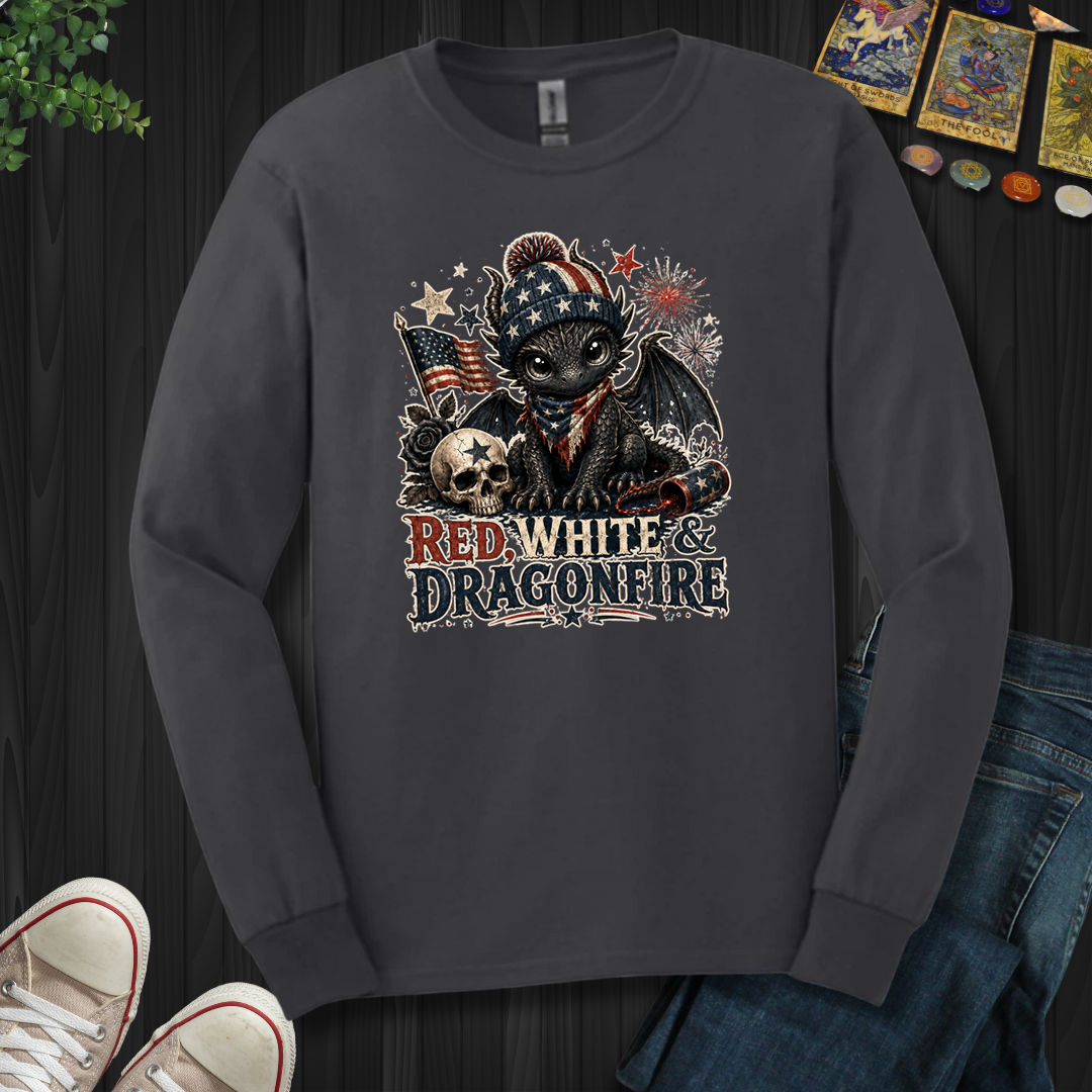 Red,White And Dragonfire- Long Sleeve