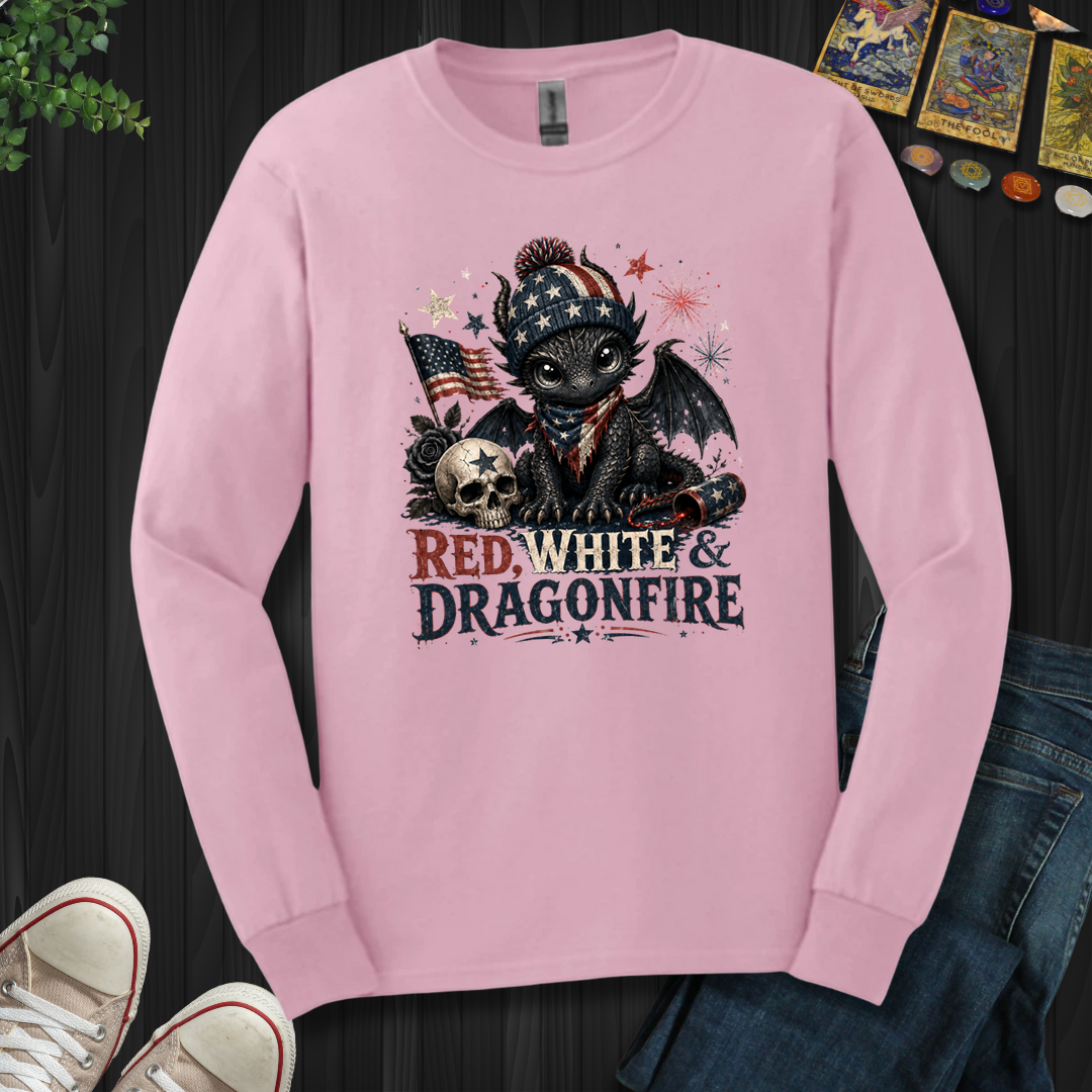 Red,White And Dragonfire- Long Sleeve