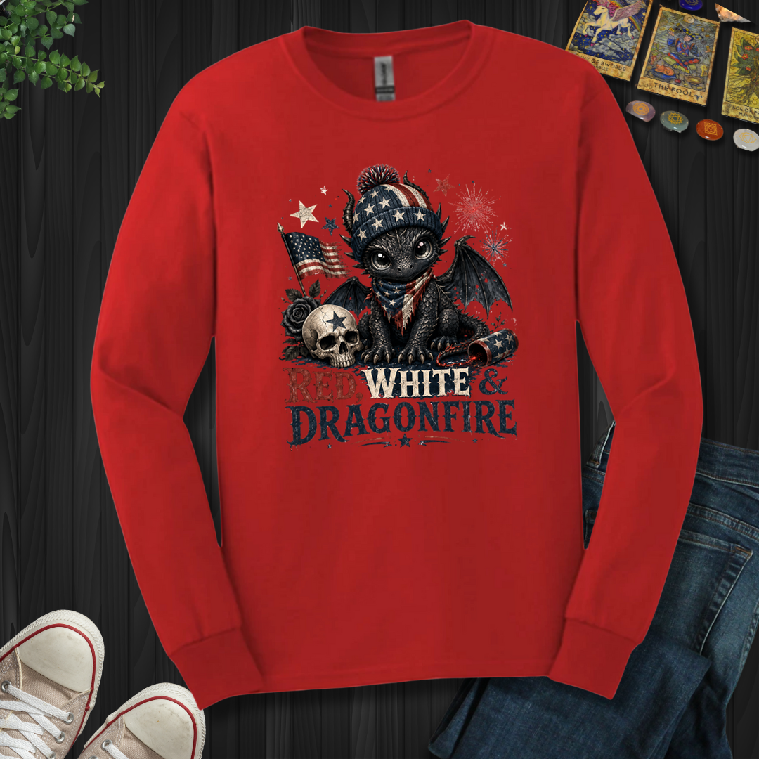 Red,White And Dragonfire- Long Sleeve
