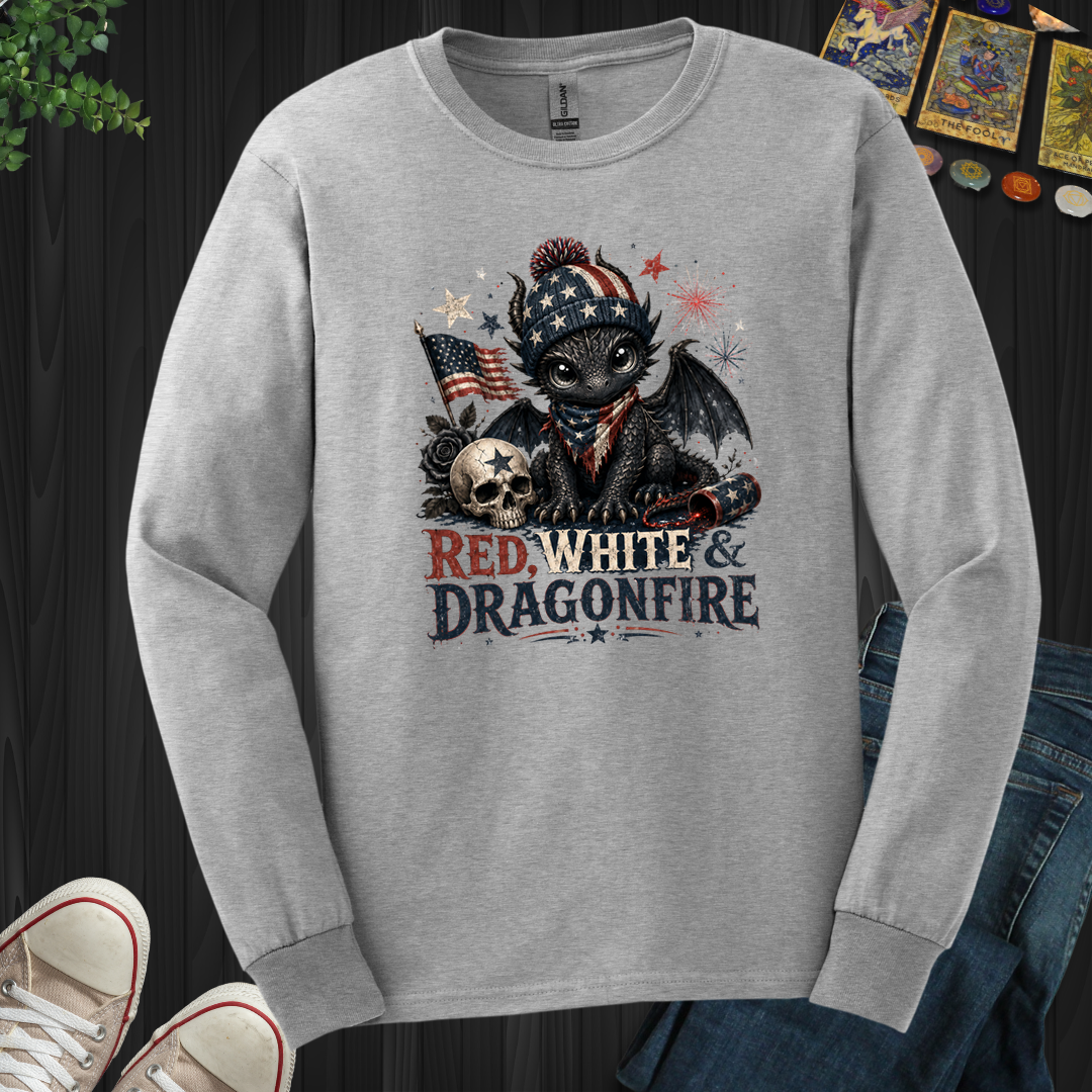 Red,White And Dragonfire- Long Sleeve