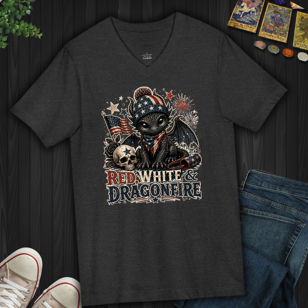 Red,White And Dragonfire- V-Neck