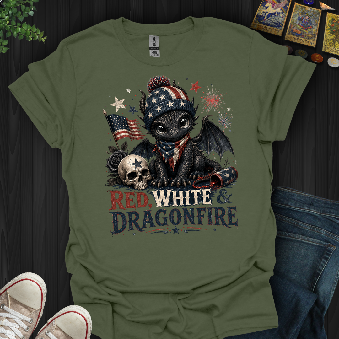 Red,White And Dragonfire- T-Shirt