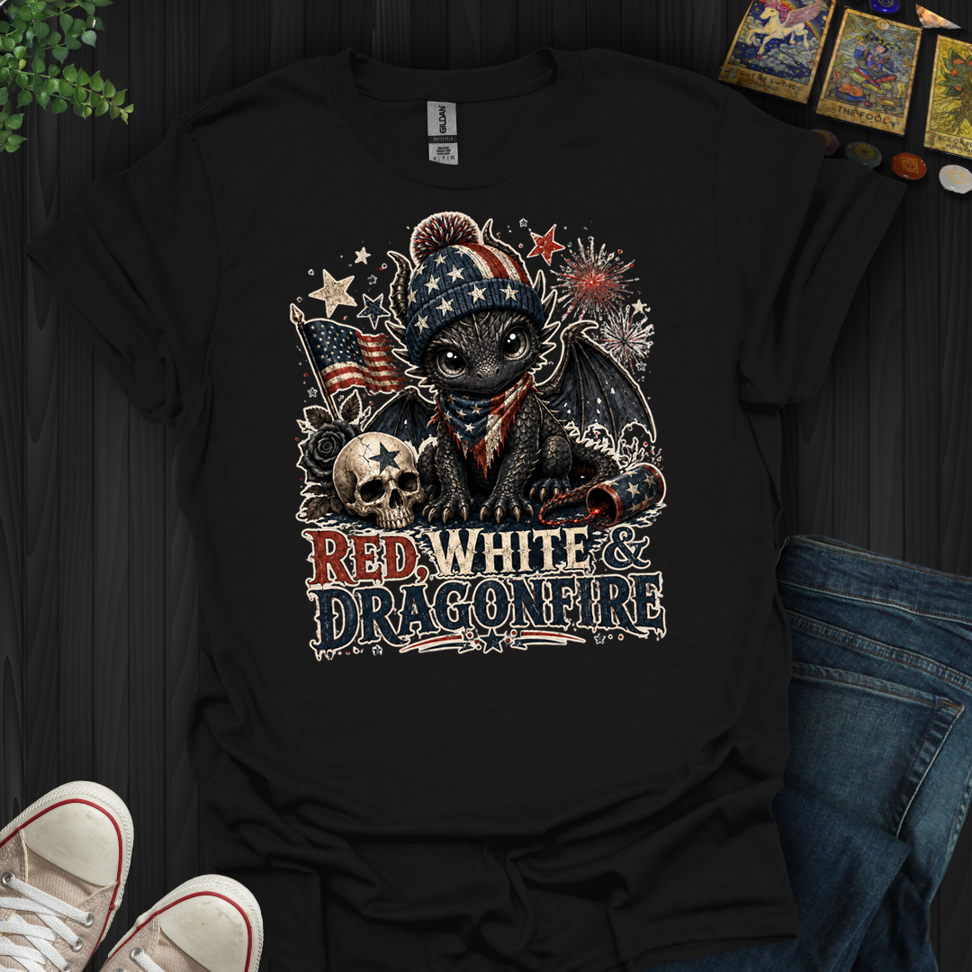 Red,White And Dragonfire- T-Shirt