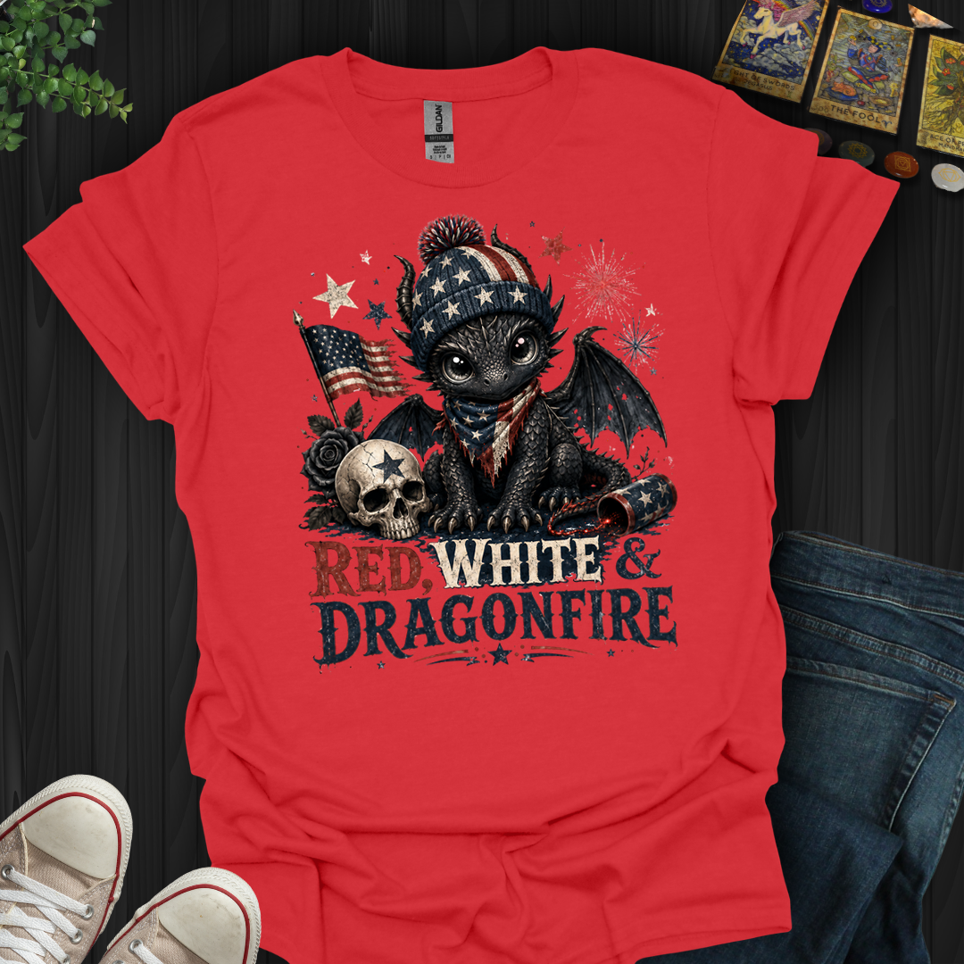 Red,White And Dragonfire- T-Shirt