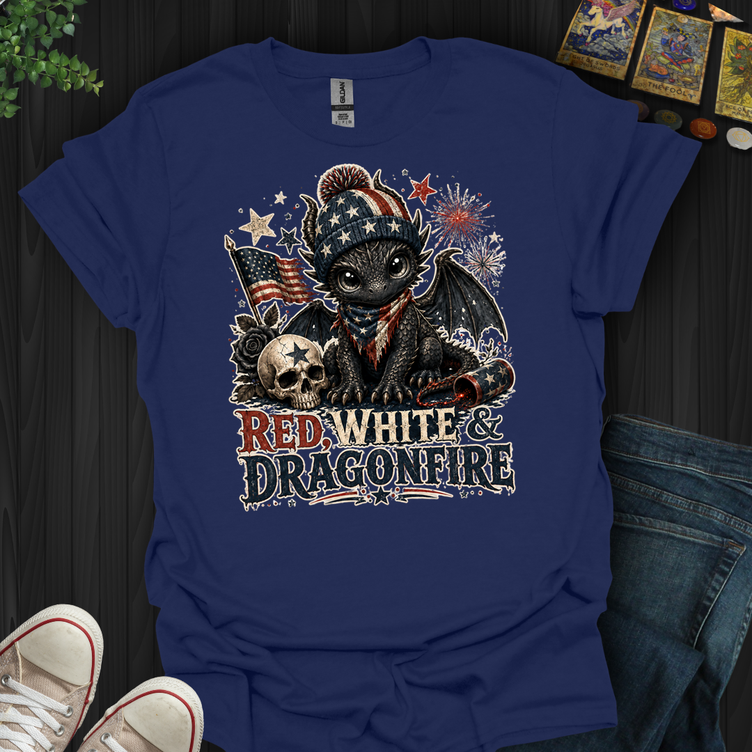 Red,White And Dragonfire- T-Shirt