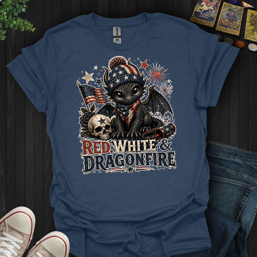 Red,White And Dragonfire- T-Shirt