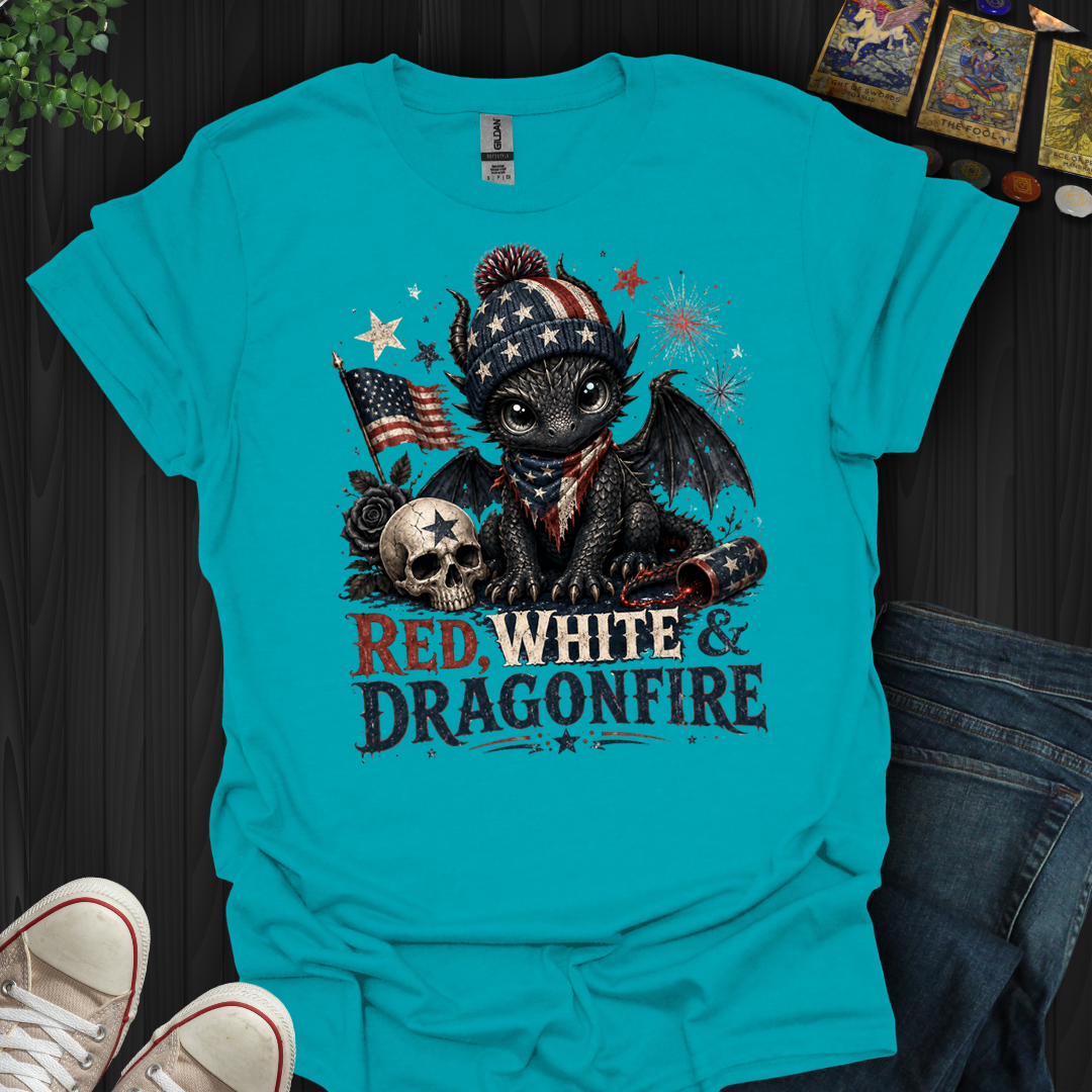 Red,White And Dragonfire- T-Shirt