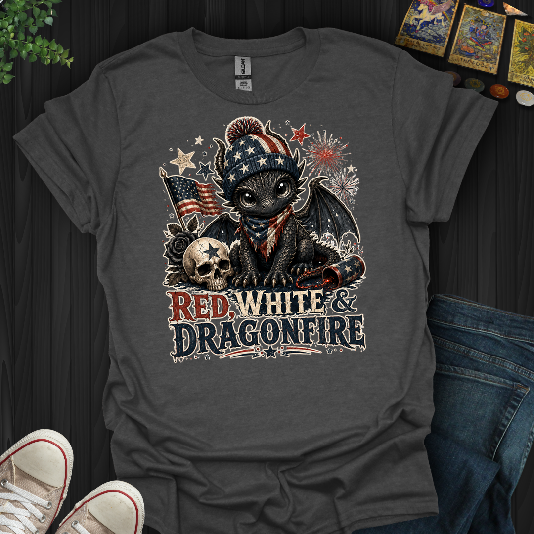 Red,White And Dragonfire- T-Shirt