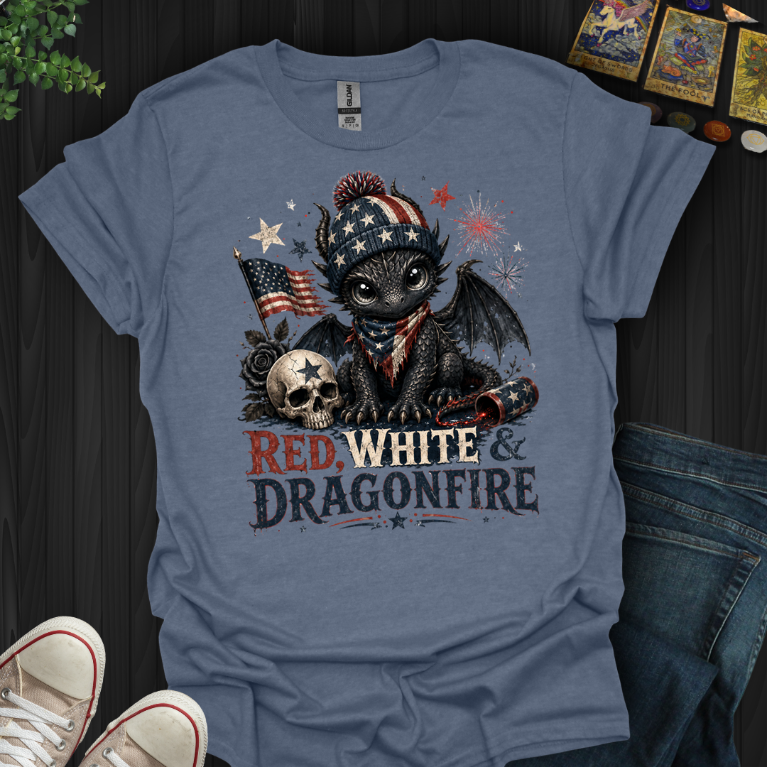 Red,White And Dragonfire- T-Shirt