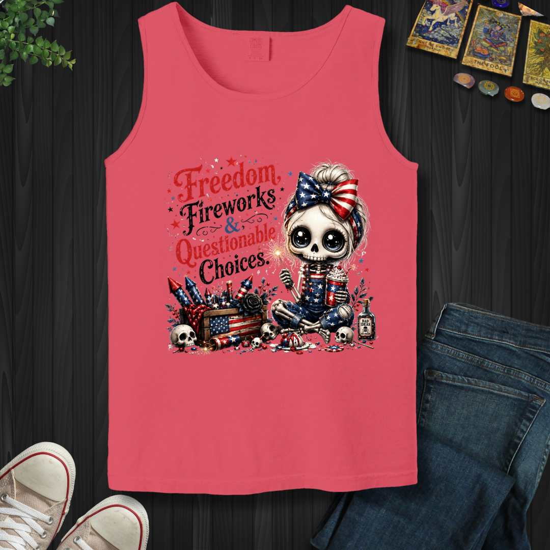 Freedom, Fireworks, And Questionable Choices- Tank Top