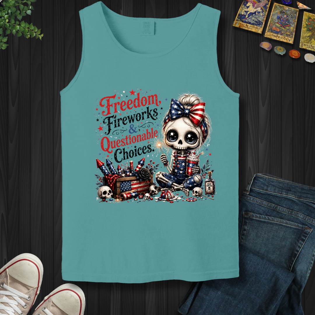 Freedom, Fireworks, And Questionable Choices- Tank Top