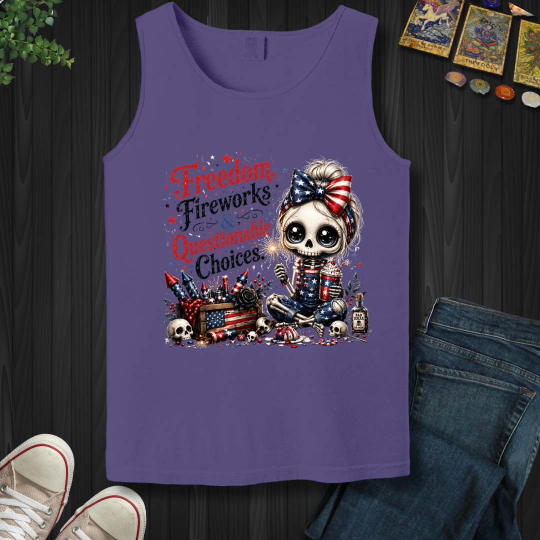 Freedom, Fireworks, And Questionable Choices- Tank Top
