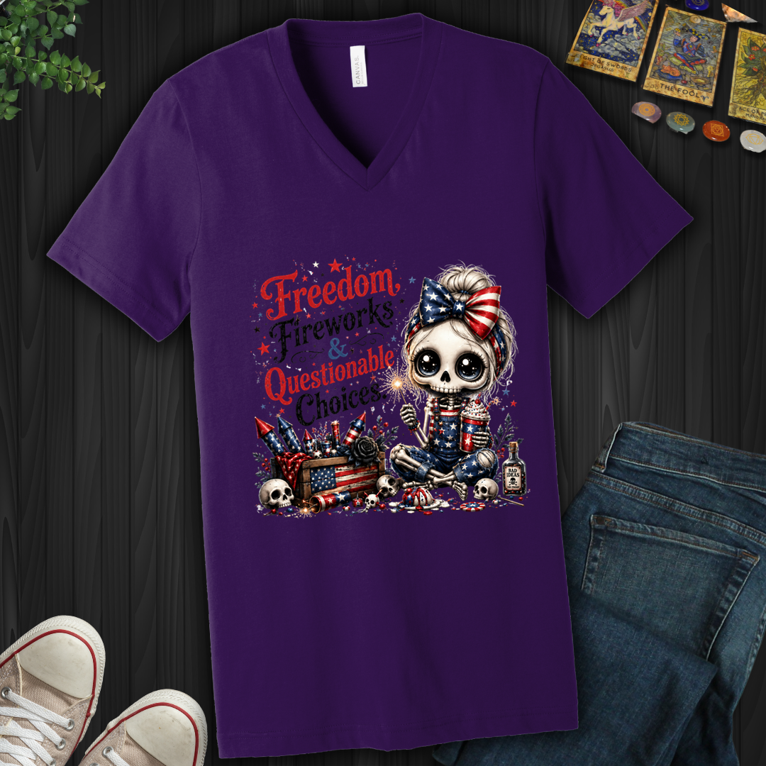 Freedom, Fireworks, And Questionable Choices- V-Neck