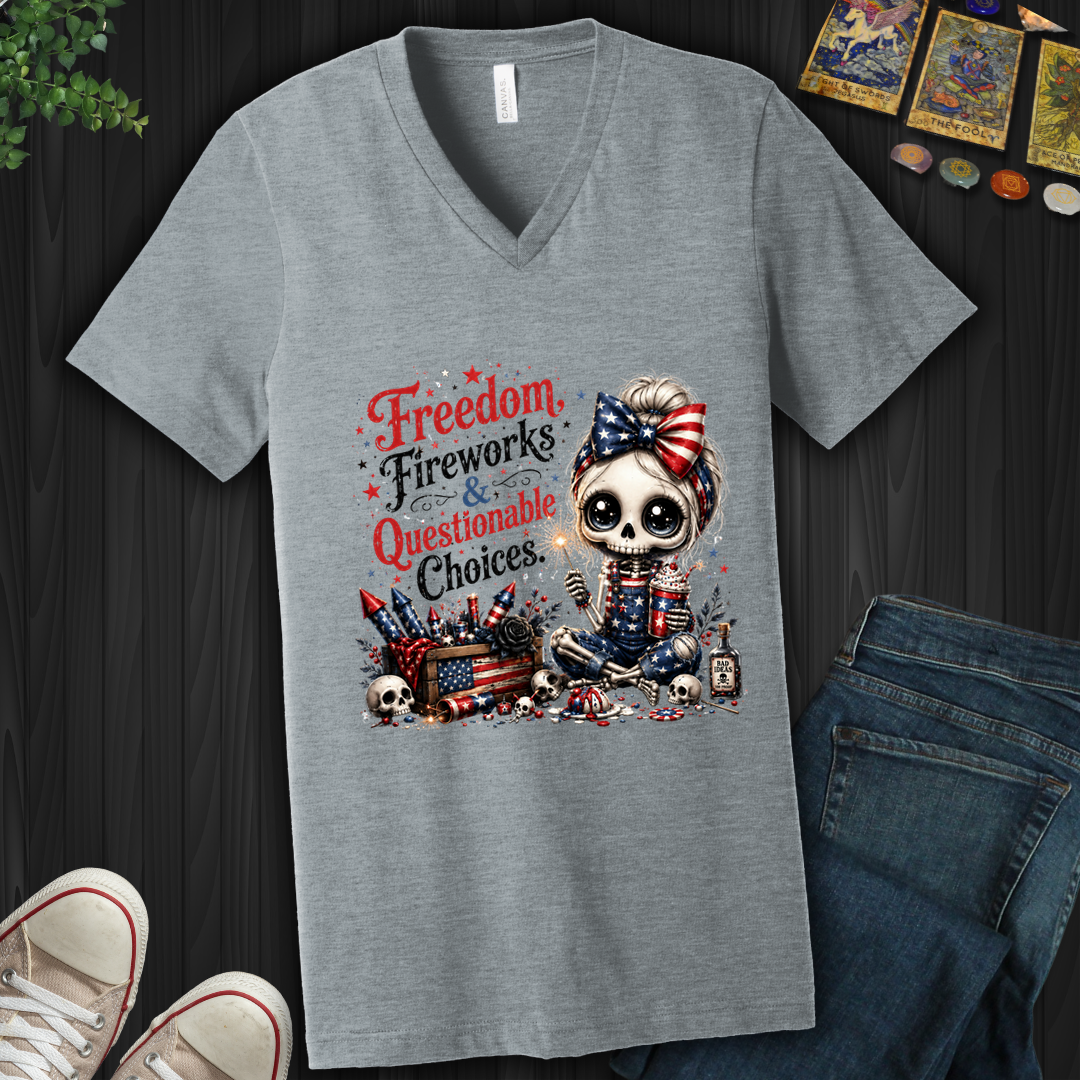 Freedom, Fireworks, And Questionable Choices- V-Neck