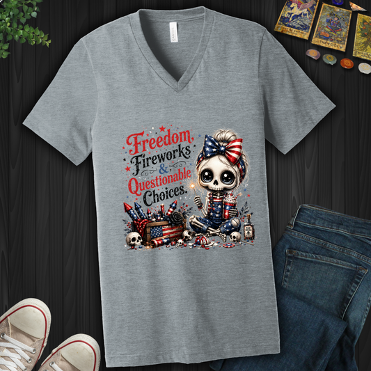 Freedom, Fireworks, And Questionable Choices- V-Neck