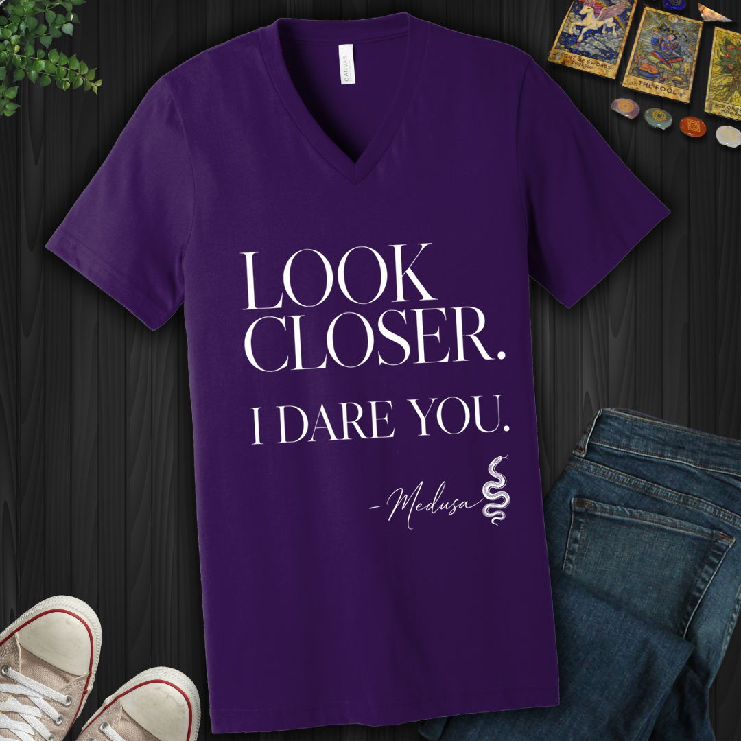Look Closer, I Dare You Medusa- V-Neck