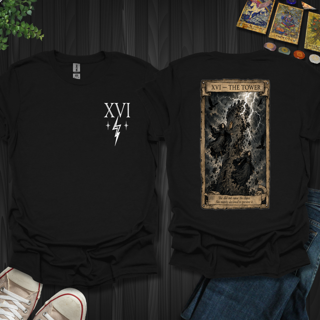 The Tower Dark Tarot Series Front and Back T-Shirt
