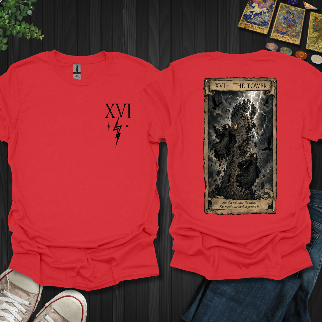The Tower Dark Tarot Series Front and Back T-Shirt