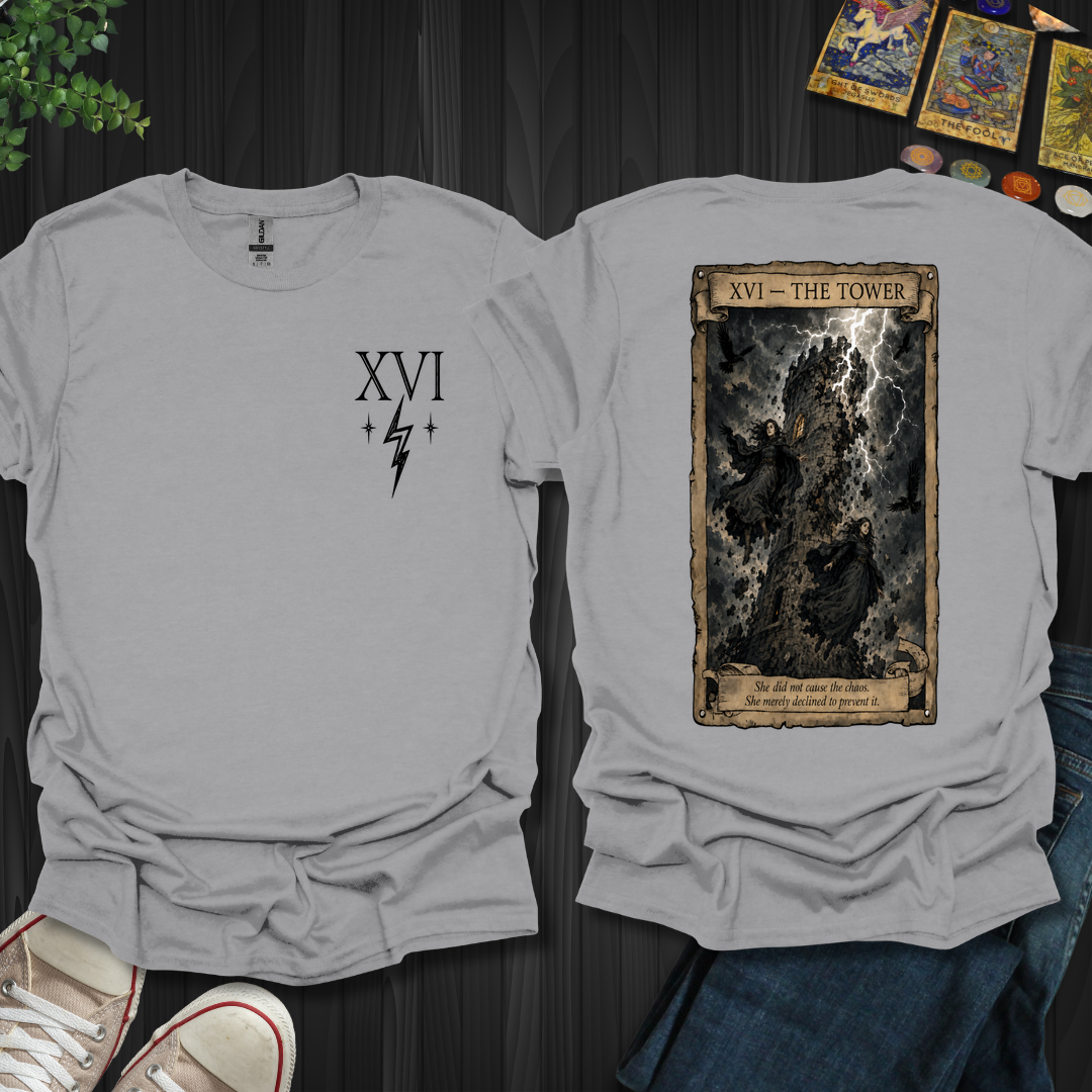 The Tower Dark Tarot Series Front and Back T-Shirt