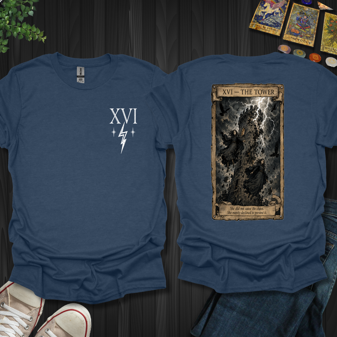 The Tower Dark Tarot Series Front and Back T-Shirt