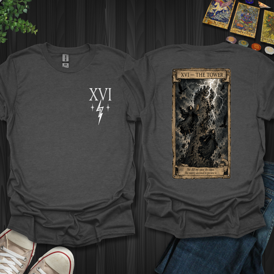 The Tower Dark Tarot Series Front and Back T-Shirt