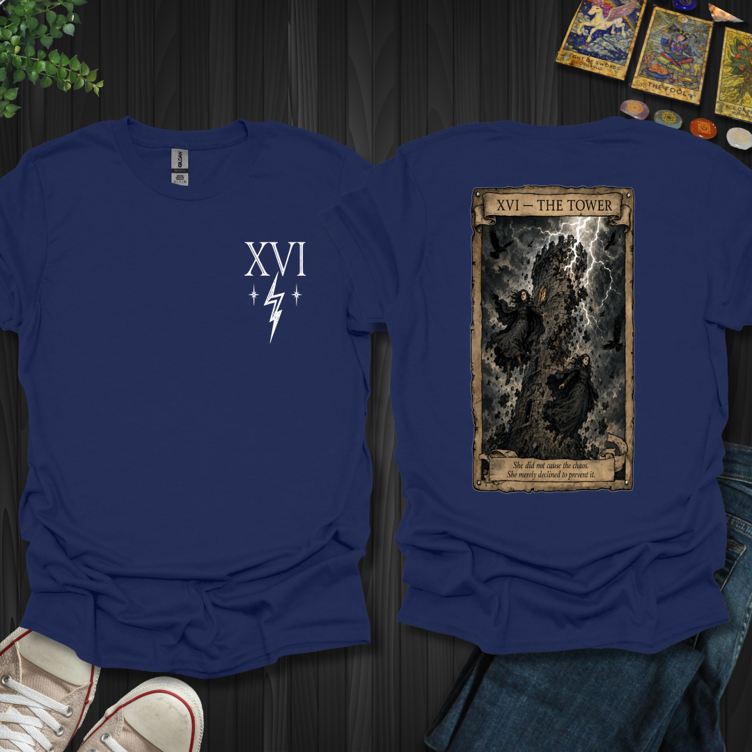 The Tower Dark Tarot Series Front and Back T-Shirt