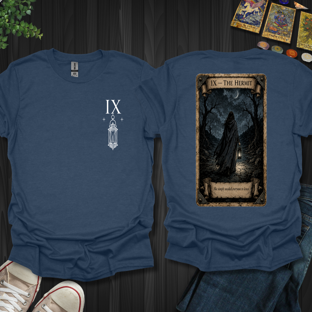 The Hermit Dark Tarot Series Front and Back T-Shirt