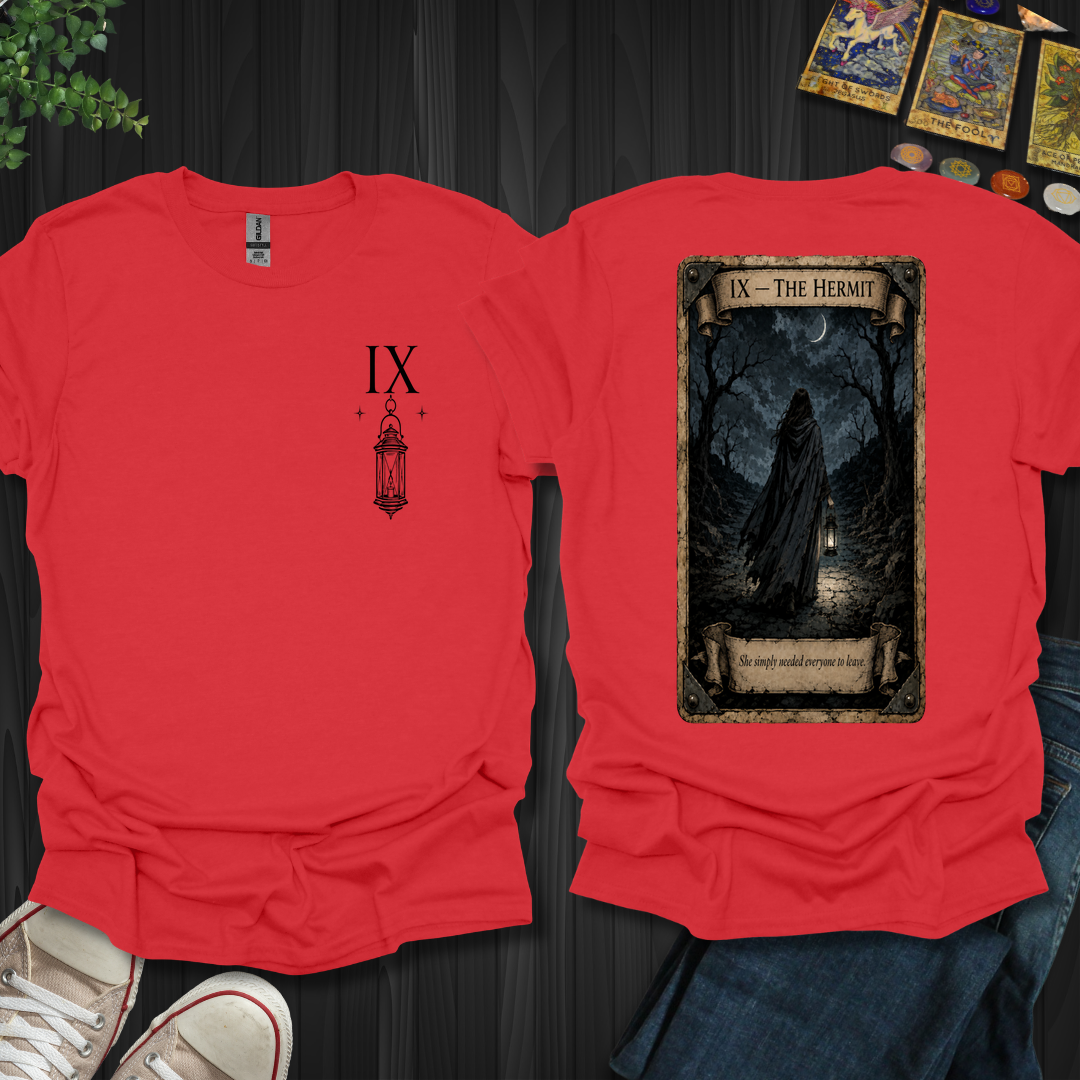 The Hermit Dark Tarot Series Front and Back T-Shirt