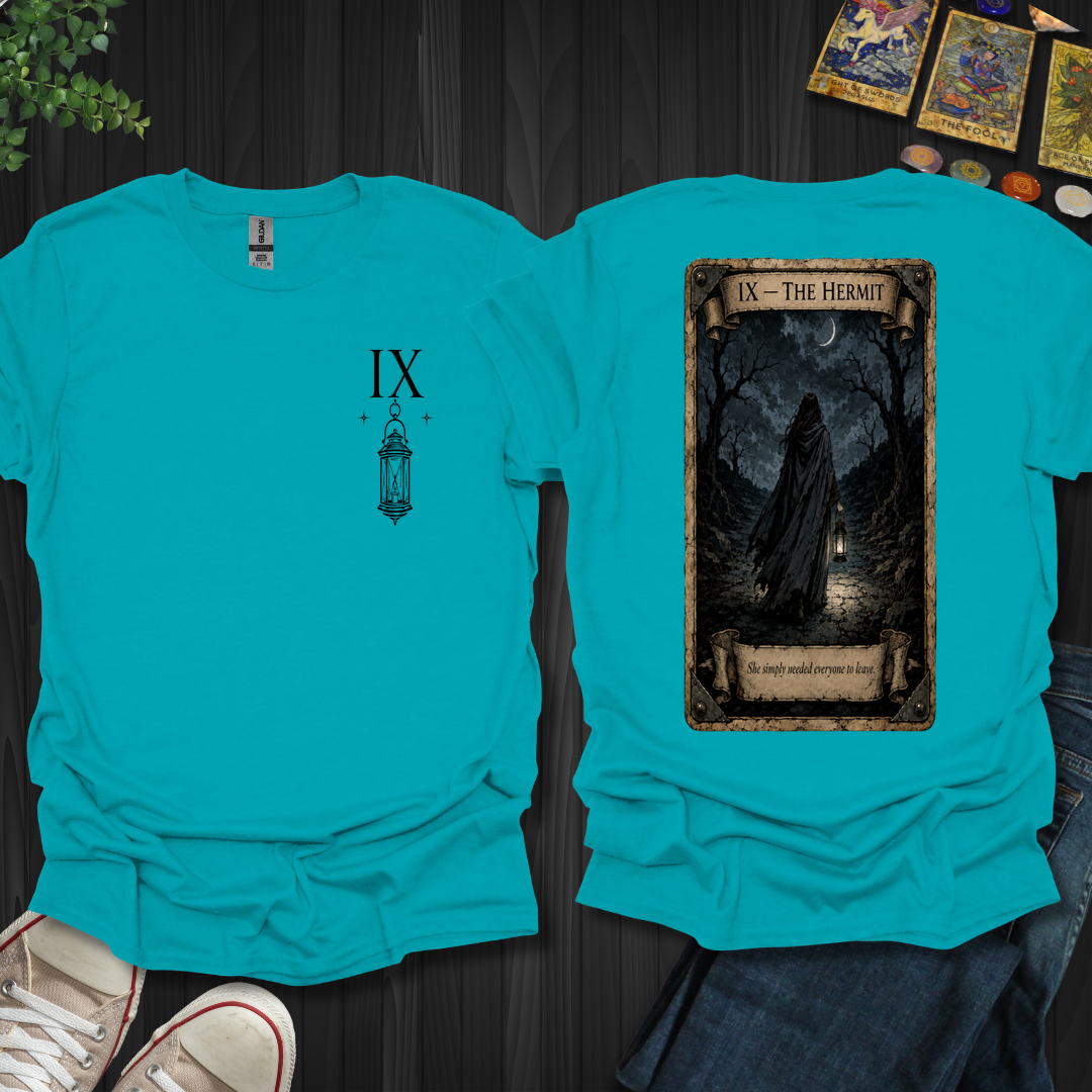 The Hermit Dark Tarot Series Front and Back T-Shirt
