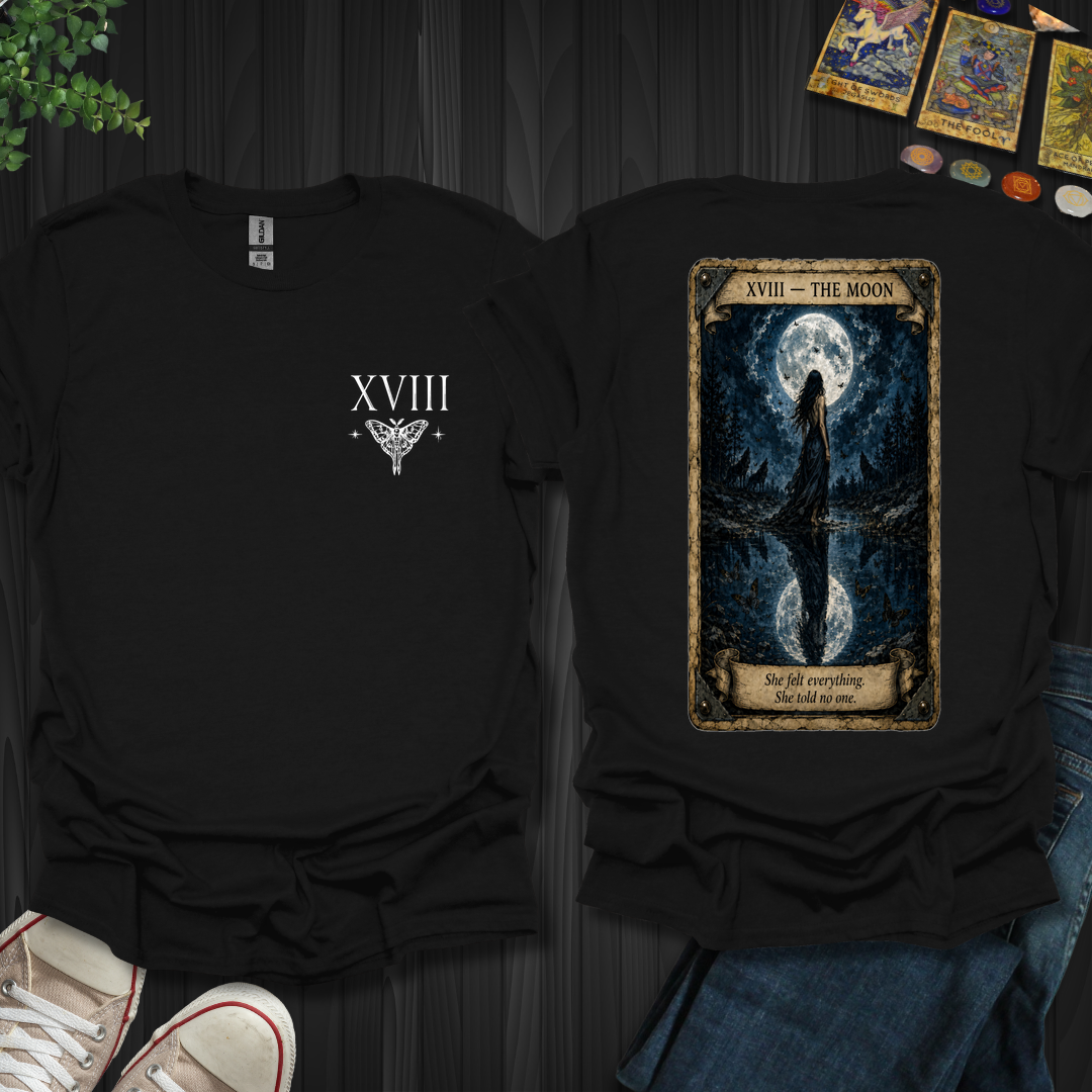 The Moon Dark Tarot Series Front and Back T-Shirt